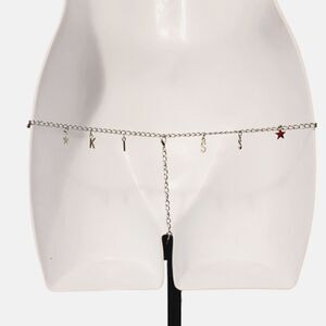 2/$20 Brand new Kiss silver chain black T-back panties